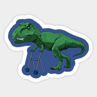 Old T-Rex with walker Sticker